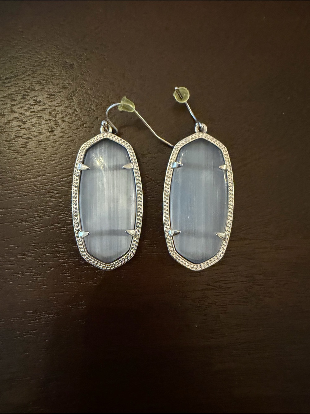 Kendra Scott Slate Cat’s Eye Glass Drop Earrings in Silver Frame